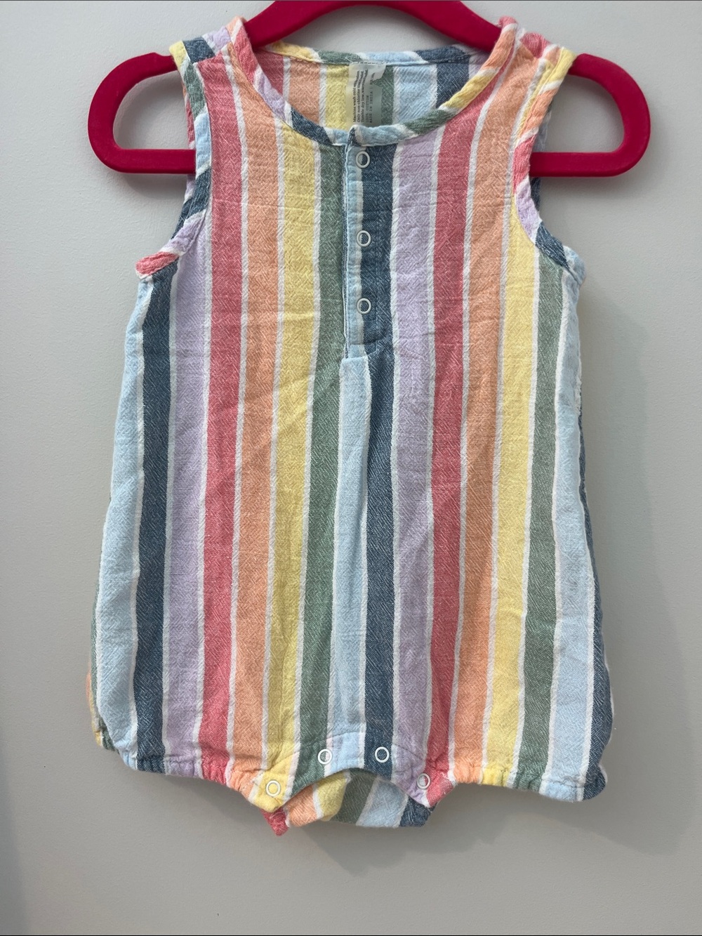 Girls' Multicolor Stripe Sleeveless Romper - Primary